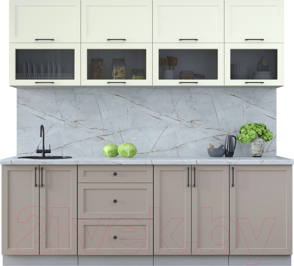 Изображение товара Кухонный гарнитур Интерлиния Тренд 2.3Б (луна/белый/серый каспий)