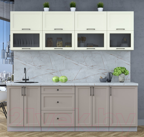 Изображение товара Кухонный гарнитур Интерлиния Тренд 2.3Б (луна/белый/серый каспий)