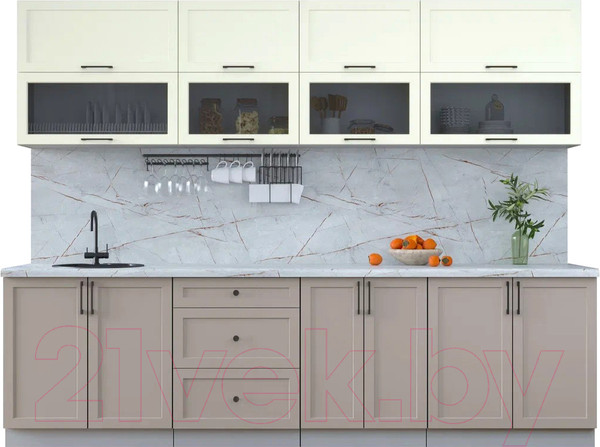 Изображение товара Кухонный гарнитур Интерлиния Тренд 2.8Б (луна/белый/серый каспий)