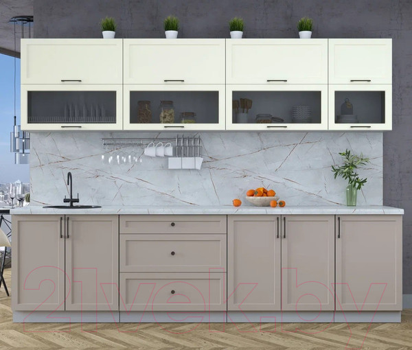 Изображение товара Кухонный гарнитур Интерлиния Тренд 2.9Б (луна/белый/серый каспий)