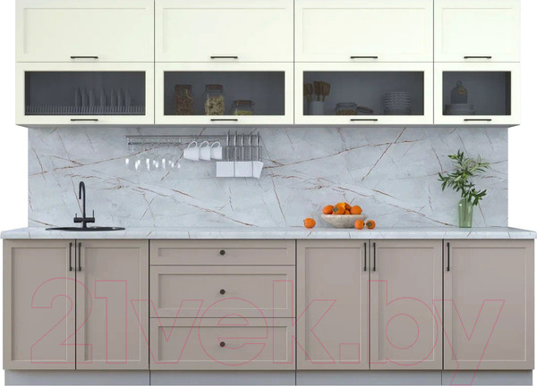 Изображение товара Кухонный гарнитур Интерлиния Тренд 2.9Б (луна/белый/серый каспий)