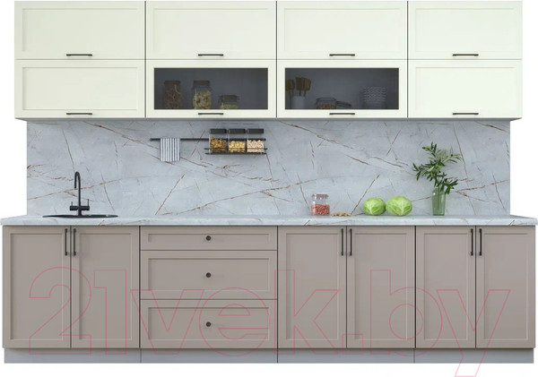 Изображение товара Кухонный гарнитур Интерлиния Тренд 3.1Б (луна/белый/серый каспий)