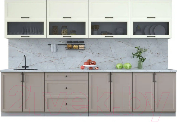 Изображение товара Кухонный гарнитур Интерлиния Тренд 3.2Б (луна/белый/серый каспий)