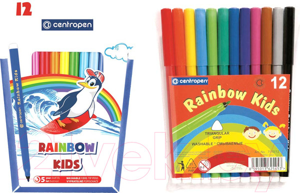 Изображение товара Фломастеры Centropen Rainbow Kids / 7550 1202 (12цв)