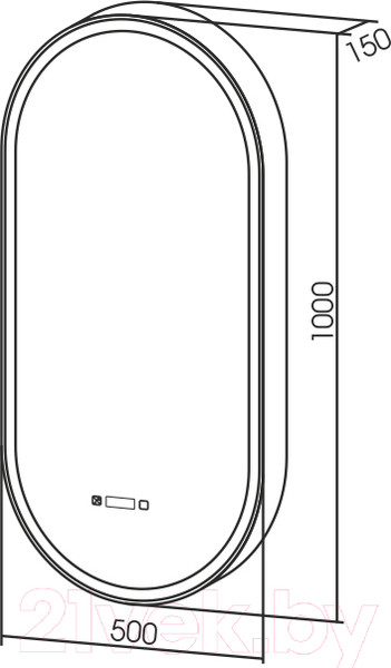 Изображение товара Шкаф с зеркалом для ванной Silver Mirrors Soho-Black 500x1000 / LED-00002612 (с часам, подогревом)