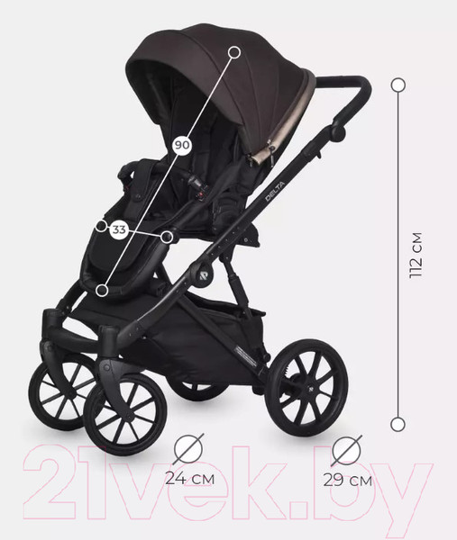 Изображение товара Детская универсальная коляска Riko Basic Delta 3 в 1 (04/темно-коричневый)