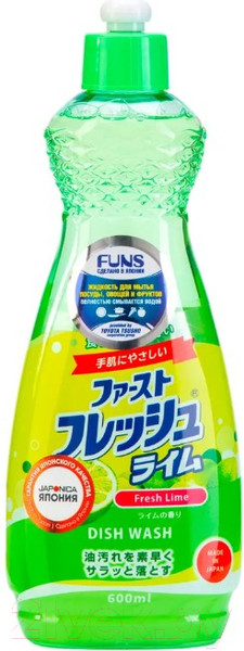 Изображение товара Средство для мытья посуды Funs Свежий лайм Для посуды овощей и фруктов (600мл)