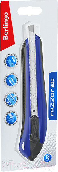 Изображение товара Нож канцелярский Berlingo Razzor 300 / BM4132_c (синий)