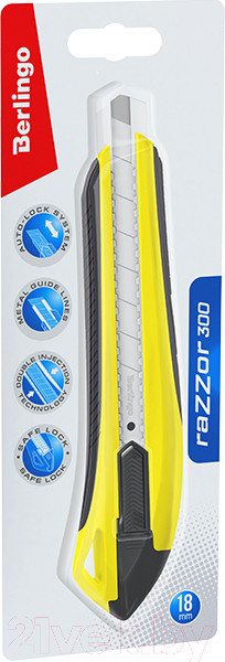 Изображение товара Нож канцелярский Berlingo Razzor 300 / BM4132_b (желтый)