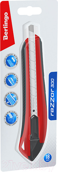 Изображение товара Нож канцелярский Berlingo Razzor 300 / BM4132_a (красный)