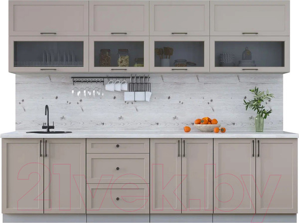 Изображение товара Кухонный гарнитур Интерлиния Тренд 2.8Б (луна/луна/бискайская сосна)