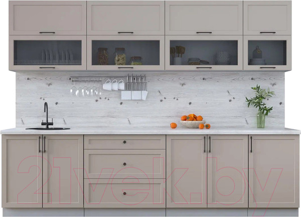 Изображение товара Кухонный гарнитур Интерлиния Тренд 2.9Б (луна/луна/бискайская сосна)