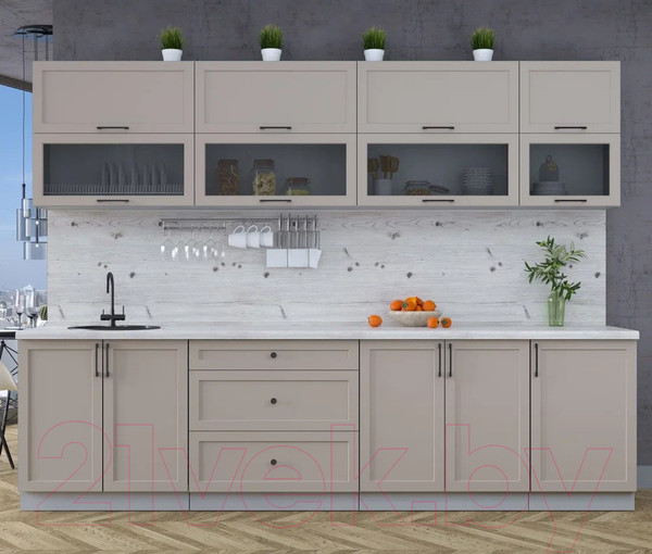 Изображение товара Кухонный гарнитур Интерлиния Тренд 2.9Б (луна/луна/бискайская сосна)