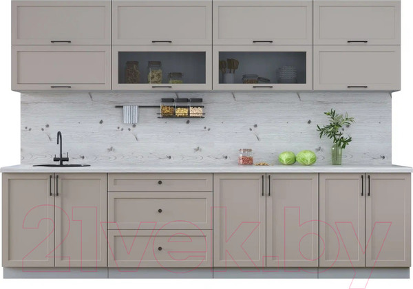 Изображение товара Кухонный гарнитур Интерлиния Тренд 3.1Б (луна/луна/бискайская сосна)