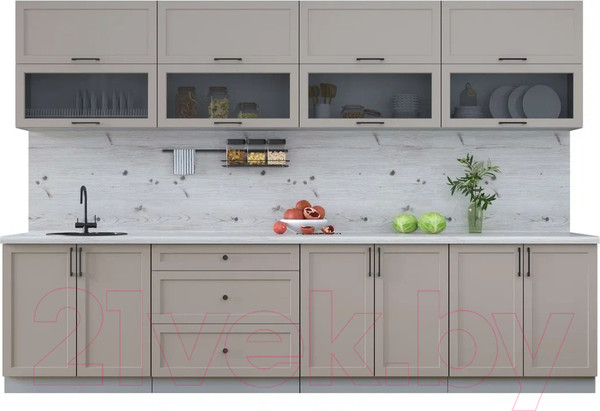 Изображение товара Кухонный гарнитур Интерлиния Тренд 3.2Б (луна/луна/бискайская сосна)