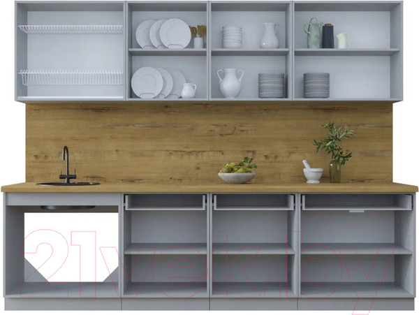 Изображение товара Кухонный гарнитур Интерлиния Тренд 2.8Б (мята/мята/дуб бунратти)