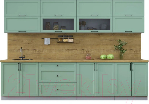Изображение товара Кухонный гарнитур Интерлиния Тренд 3.1Б (мята/мята/дуб бунратти)