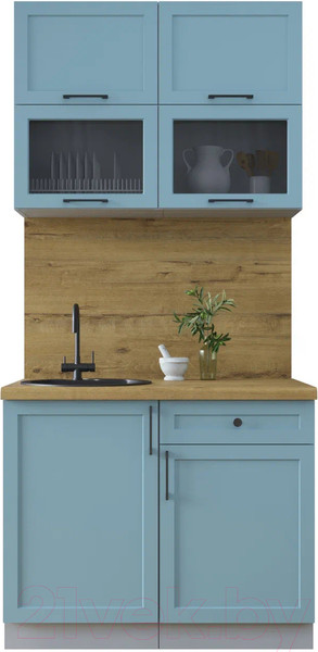 Изображение товара Кухонный гарнитур Интерлиния Тренд 1.0Б (океан/океан/дуб бунратти)