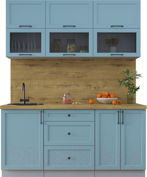 Изображение товара Кухонный гарнитур Интерлиния Тренд 1.7Б (океан/океан/дуб бунратти)