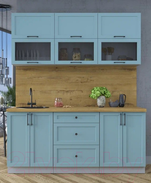 Изображение товара Кухонный гарнитур Интерлиния Тренд 1.8Б (океан/океан/дуб бунратти)