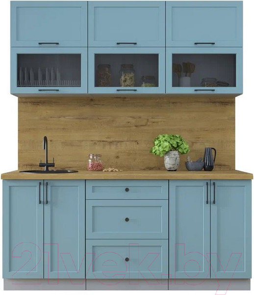 Изображение товара Кухонный гарнитур Интерлиния Тренд 1.8Б (океан/океан/дуб бунратти)