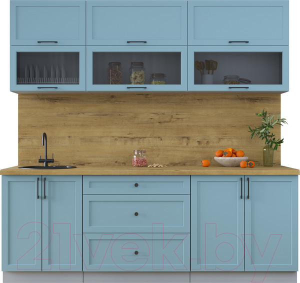 Изображение товара Кухонный гарнитур Интерлиния Тренд 2.2Б (океан/океан/дуб бунратти)