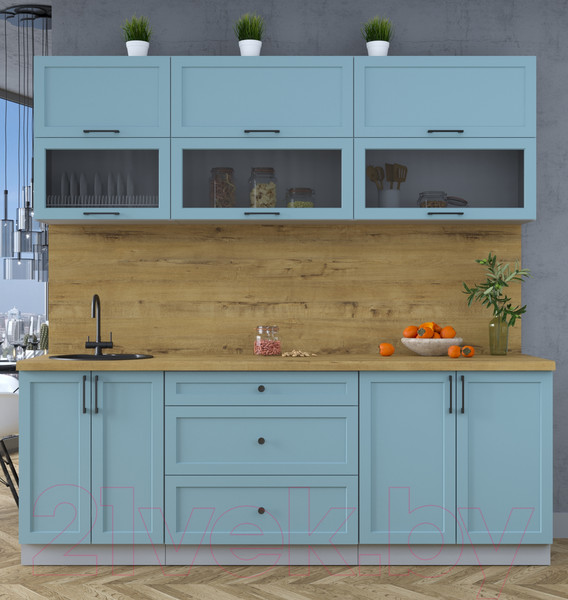 Изображение товара Кухонный гарнитур Интерлиния Тренд 2.2Б (океан/океан/дуб бунратти)