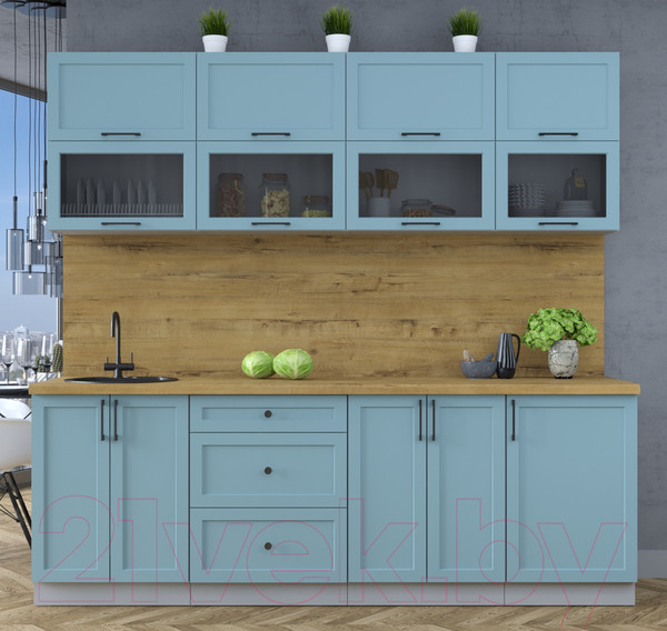 Изображение товара Кухонный гарнитур Интерлиния Тренд 2.3Б (океан/океан/дуб бунратти)