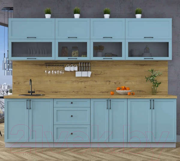 Изображение товара Кухонный гарнитур Интерлиния Тренд 2.8Б (океан/океан/дуб бунратти)