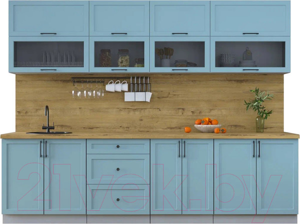 Изображение товара Кухонный гарнитур Интерлиния Тренд 2.8Б (океан/океан/дуб бунратти)