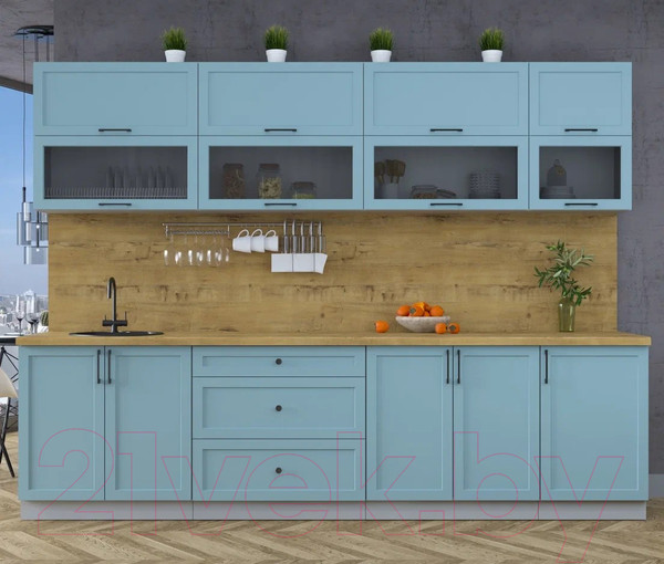 Изображение товара Кухонный гарнитур Интерлиния Тренд 2.9Б (океан/океан/дуб бунратти)