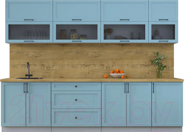 Изображение товара Кухонный гарнитур Интерлиния Тренд 2.9Б (океан/океан/дуб бунратти)