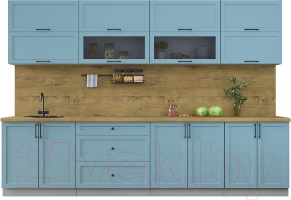 Изображение товара Кухонный гарнитур Интерлиния Тренд 3.1Б (океан/океан/дуб бунратти)