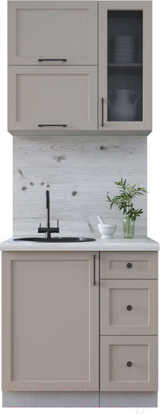 Изображение товара Кухонный гарнитур Интерлиния Тренд 0.8Б (луна/луна/бискайская сосна)