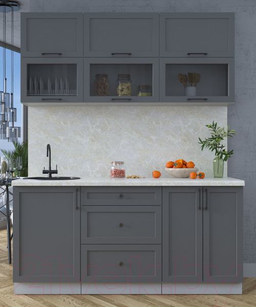 Изображение товара Кухонный гарнитур Интерлиния Тренд 1.7Б (пепел/пепел/опал светлый)