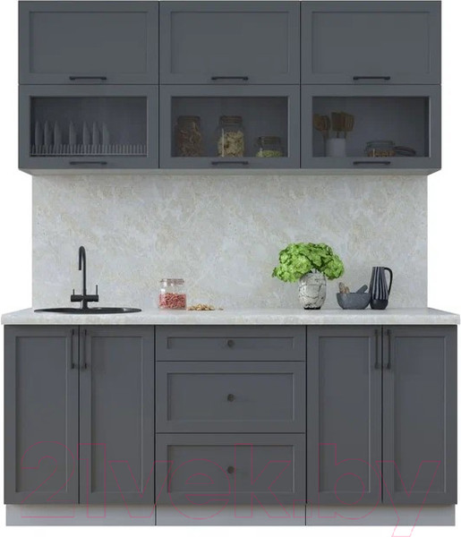 Изображение товара Кухонный гарнитур Интерлиния Тренд 1.8Б (пепел/пепел/опал светлый)