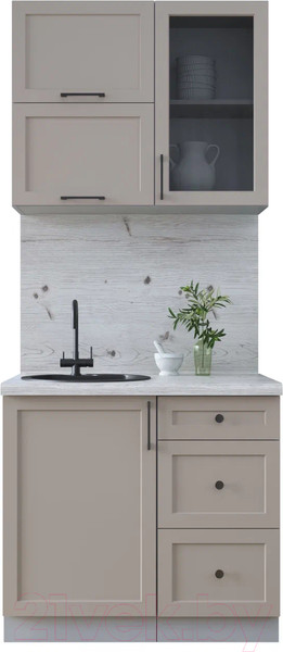 Изображение товара Кухонный гарнитур Интерлиния Тренд 0.9Б (луна/луна/бискайская сосна)