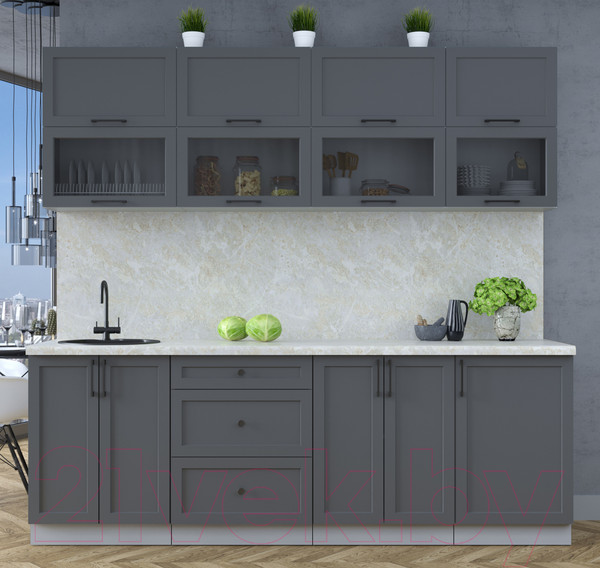 Изображение товара Кухонный гарнитур Интерлиния Тренд 2.3Б (пепел/пепел/опал светлый)