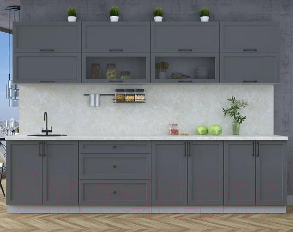 Изображение товара Кухонный гарнитур Интерлиния Тренд 3.1Б (пепел/пепел/опал светлый)