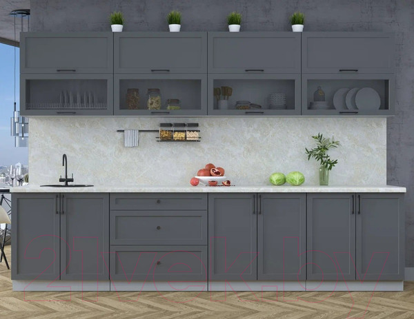 Изображение товара Кухонный гарнитур Интерлиния Тренд 3.2Б (пепел/пепел/опал светлый)