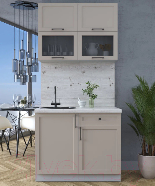 Изображение товара Кухонный гарнитур Интерлиния Тренд 1.0Б (луна/луна/бискайская сосна)