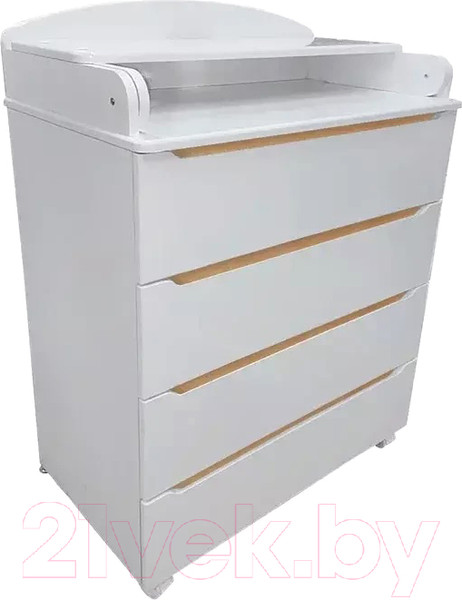 Изображение товара Комод пеленальный INDIGO Style 800/4 с широким пеленальным столиком (белый/натуральный)