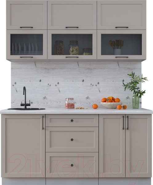 Изображение товара Кухонный гарнитур Интерлиния Тренд 1.7Б (луна/луна/бискайская сосна)