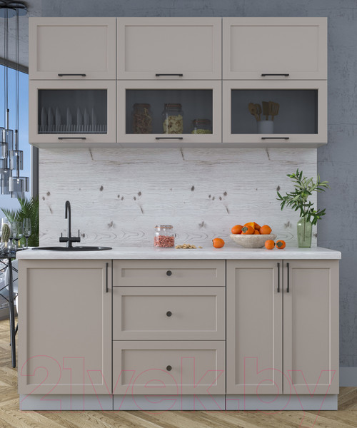 Изображение товара Кухонный гарнитур Интерлиния Тренд 1.7Б (луна/луна/бискайская сосна)