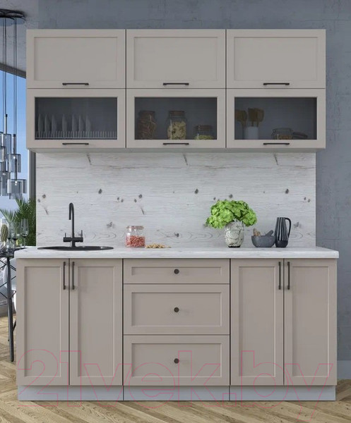 Изображение товара Кухонный гарнитур Интерлиния Тренд 1.8Б (луна/луна/бискайская сосна)