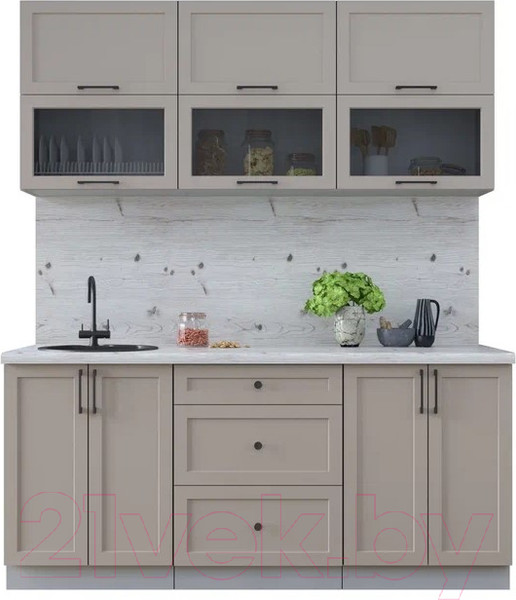 Изображение товара Кухонный гарнитур Интерлиния Тренд 1.8Б (луна/луна/бискайская сосна)