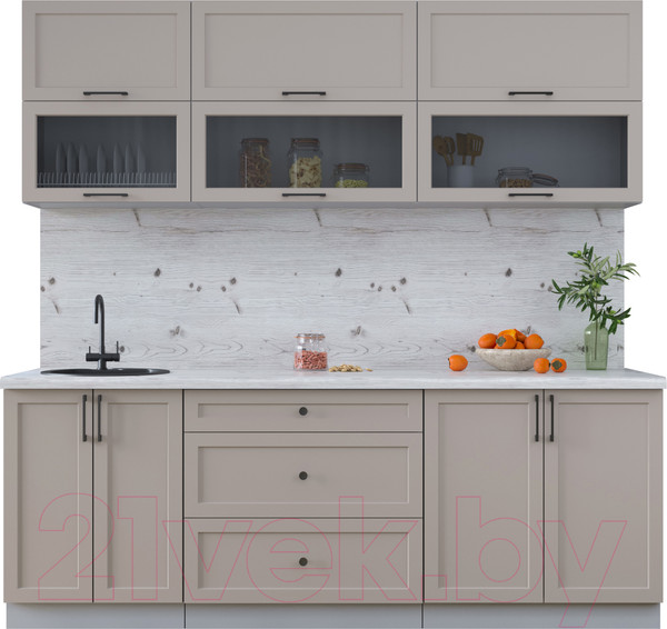 Изображение товара Кухонный гарнитур Интерлиния Тренд 2.2Б (луна/луна/бискайская сосна)