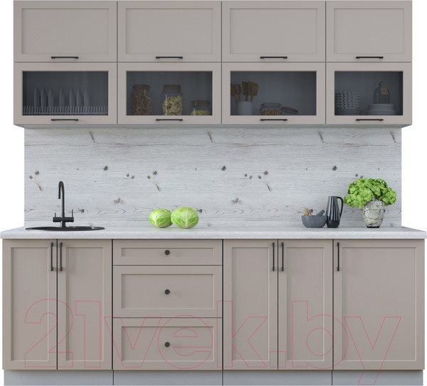 Изображение товара Кухонный гарнитур Интерлиния Тренд 2.3Б (луна/луна/бискайская сосна)