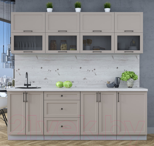 Изображение товара Кухонный гарнитур Интерлиния Тренд 2.3Б (луна/луна/бискайская сосна)