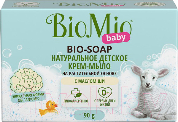 Изображение товара Крем-мыло твердое детское BioMio Baby Bio-Soap с маслом Ши с первых дней жизни (90г)